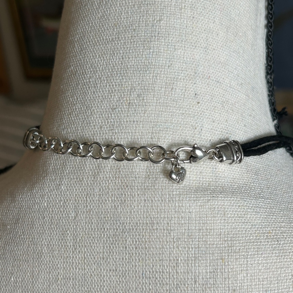 Brighton Venus Rising Necklace Dark Purple Crystal Black Cord Silver Plated 18" - Picture 6 of 13